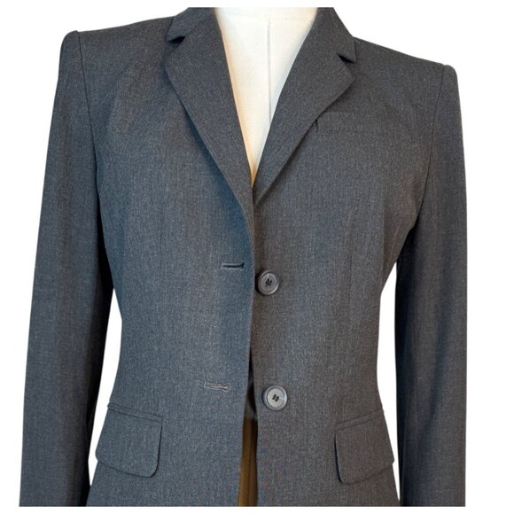 Ann Taylor Size 0 Gray Blazer Fitted 2-Button Front Polyester/Rayon/Spandex - Picture 4 of 16
